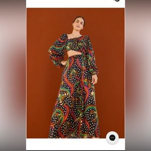 FARM RIO Rainbow Oxen cutout midi dress NEW WITH TAGS